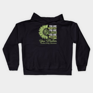 Motivational Cerebral Palsy CP Awareness Green Ribbon Kids Hoodie